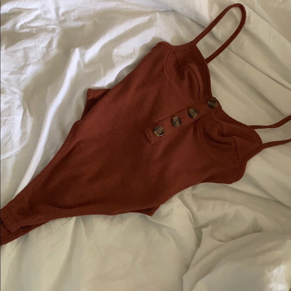 Cute Rust Colored Button up Bodysuit